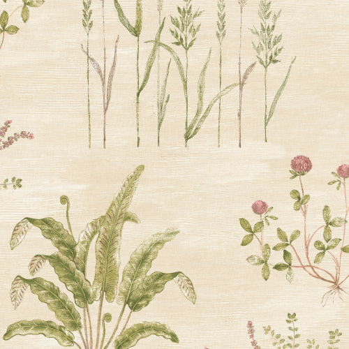 Botanisch behang voor slaapkamer of woonkamer Field of Hope days of bloom creme