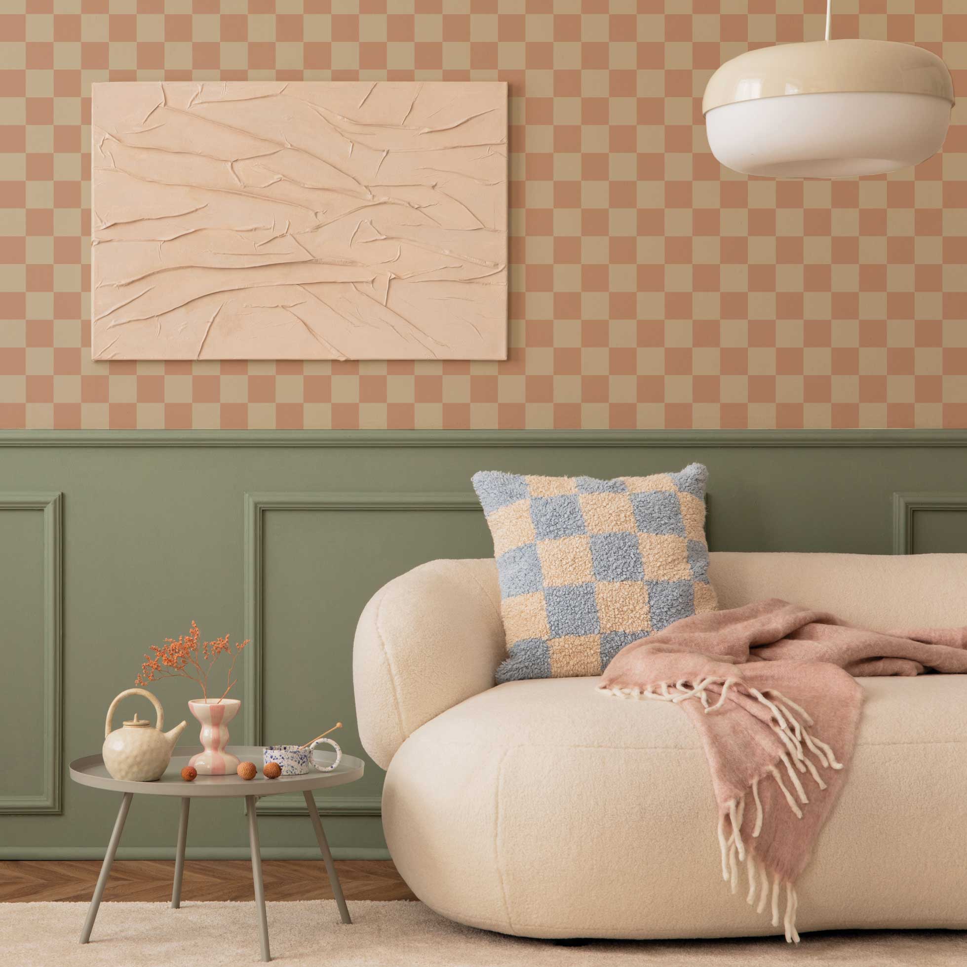 Blokken behang voor de kinderkamer roze checkmate pink days of bloom