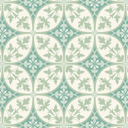 Retro behang Connected days of bloom lichtgroen mint