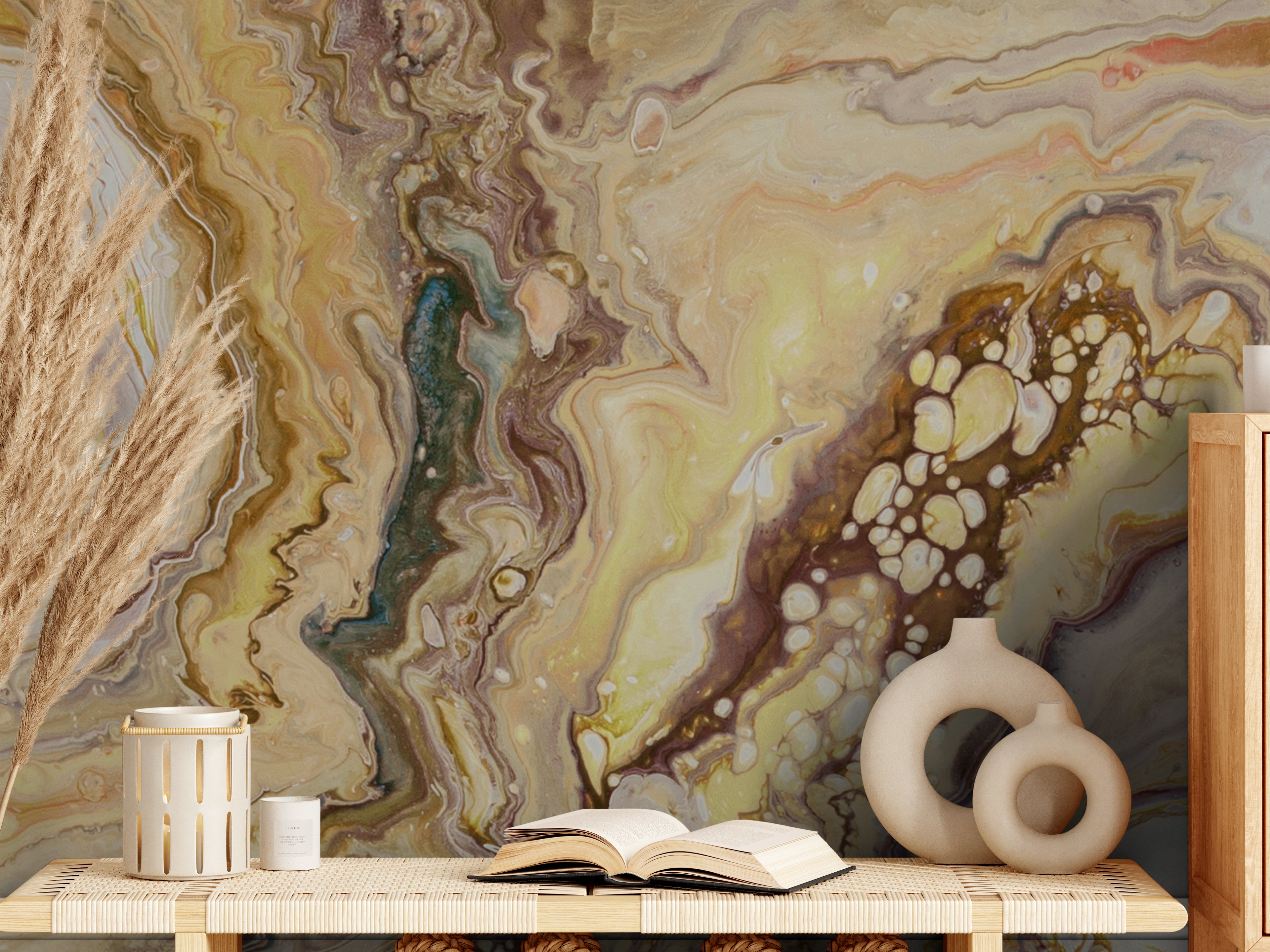 Days of Bloom Marble marmer behang Champagne  beige 