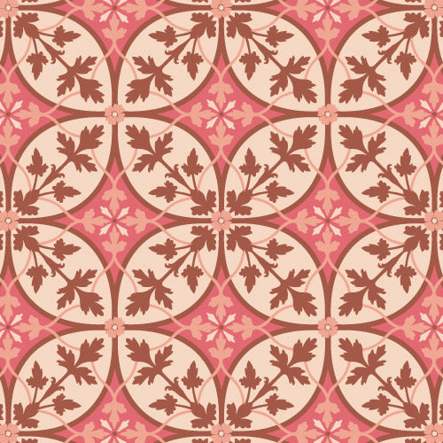 Retrobehang Connected Days of Bloom warm roze rood