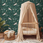 Unicorn behang groen days of bloom meisjeskamer kinderkamer behang