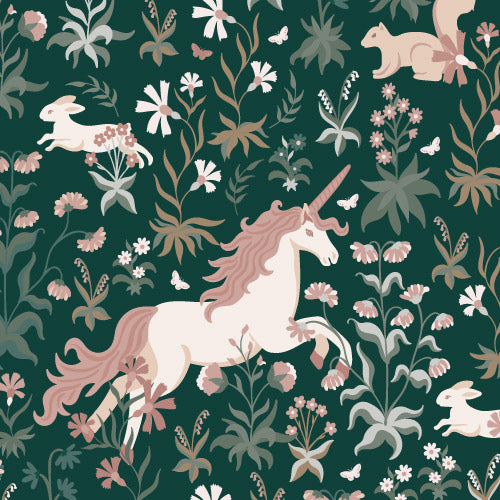 Unicorn behang groen days of bloom meisjeskamer kinderkamer behang