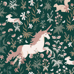 Unicorn behang groen days of bloom meisjeskamer kinderkamer behang