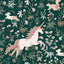 Unicorn behang groen days of bloom meisjeskamer kinderkamer behang