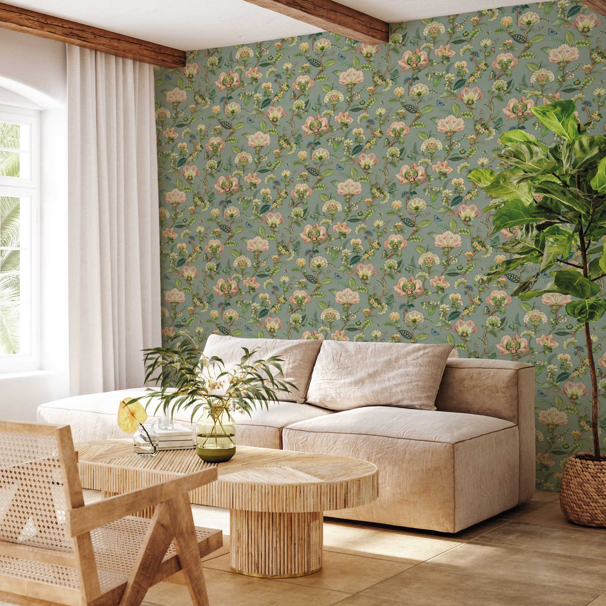 Days of Bloom Fabulous Flowers behang Blue Blauw