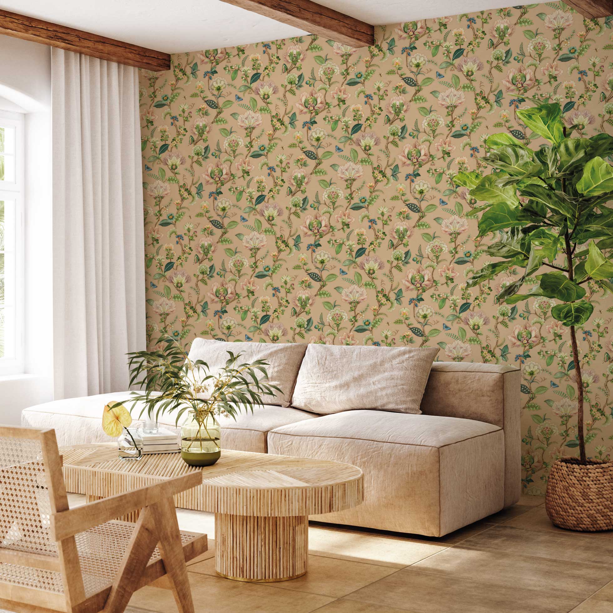 Days of Bloom Bloemen behang peach