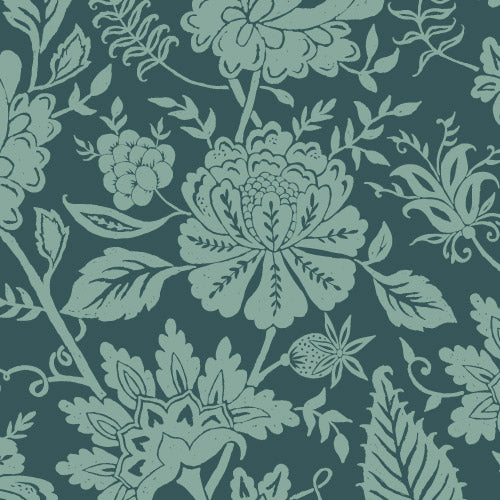 Bloemen behang Carved Floral Days of Bloom Blue