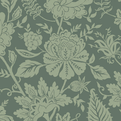 Bloemen behang Carved Floral Days of Bloom Green