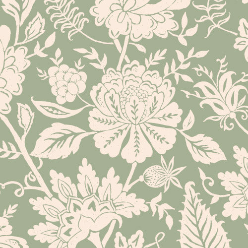 Bloemen Behang Carved Floral - Mint Secundaire afbeelding