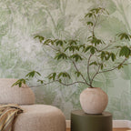 Bloemen behang Dahlia Dawn Days of Bloom Olive Groen Woonkamer slaapkamer