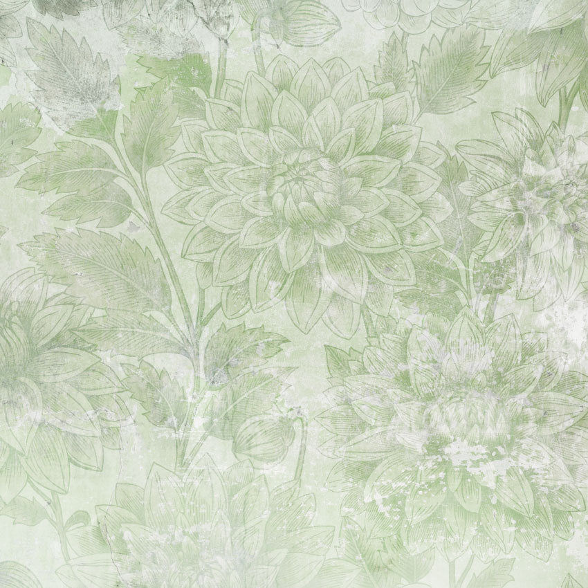 Bloemen behang Dahlia Dawn Days of Bloom Olive Groen Woonkamer slaapkamer