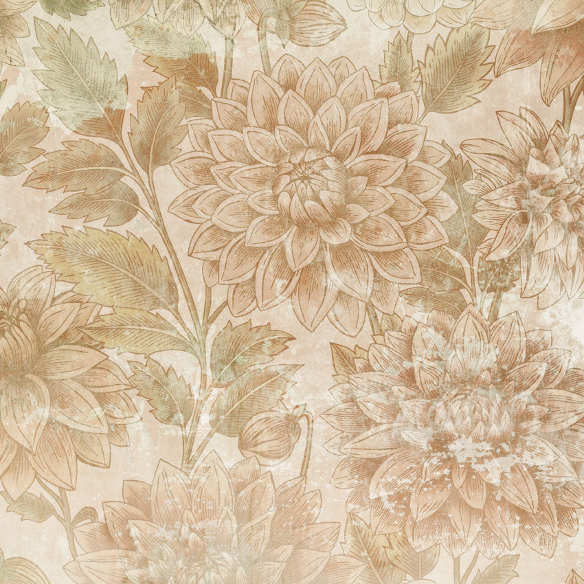Bloemen behang Dahlia Dawn Days of Bloom Vintage Groen Woonkamer slaapkamer