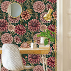 Dahlia Dreams bloemen behang Days of Bloom Black Forrest Groen