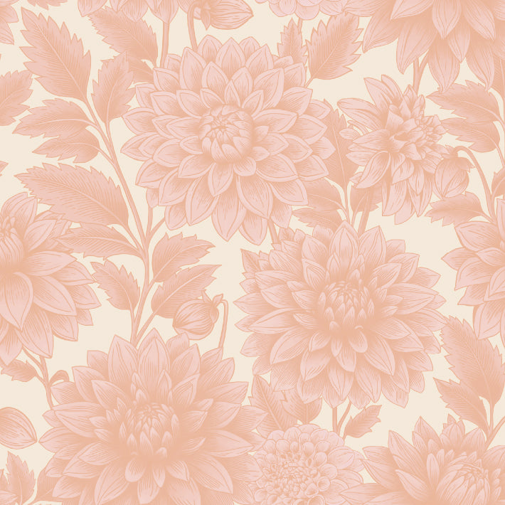 Dahlia Dreams bloemen behang Days of Bloom Blush Pink Roze