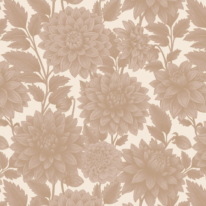 Dahlia Dreams bloemen behang Days of Bloom Dusty Pink Oudroze