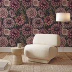 Dahlia Dreams bloemen behang Days of Bloom Midnight antraciet zwart