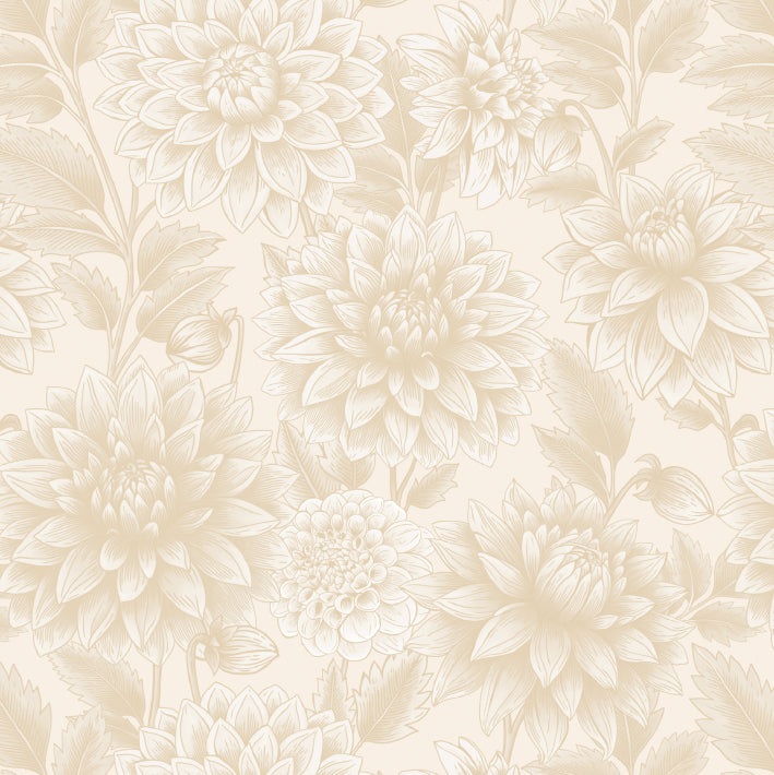 Dahlia Dreams bloemen behang Days of Bloom Pearl Creme