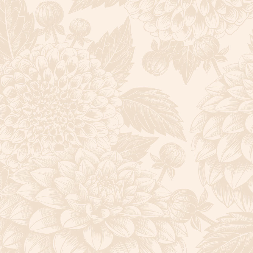 Bloemen behang voor woonkamer of slaapkamer Petals in Ink Days of Bloom Creamy Beige