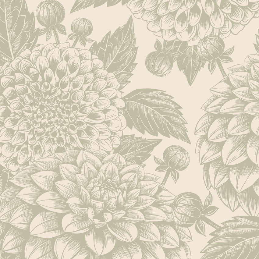 Bloemen Behang Petals in Ink - Paris Green Secundaire afbeelding