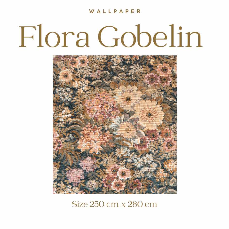 Bloemenbehang Flora Gobelin Days of Bloom voor woonkamer of slaapkamer textiel look
