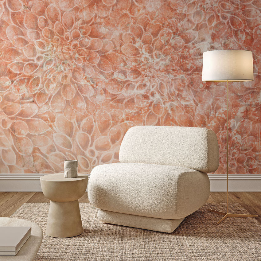 Bloemen behang woonkamer slaapkamer dahlia Heart of Dahlia Salmon Pink Roze