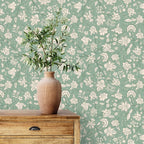 Bloemen behang voor de meisjeskamer slaapkamer Days of Bloom In Bloom Laurie Zacht groen
