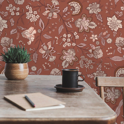 Bloemen behang voor de slaapkamer woonkamer Days of Bloom In Bloom Sue Terra Roze