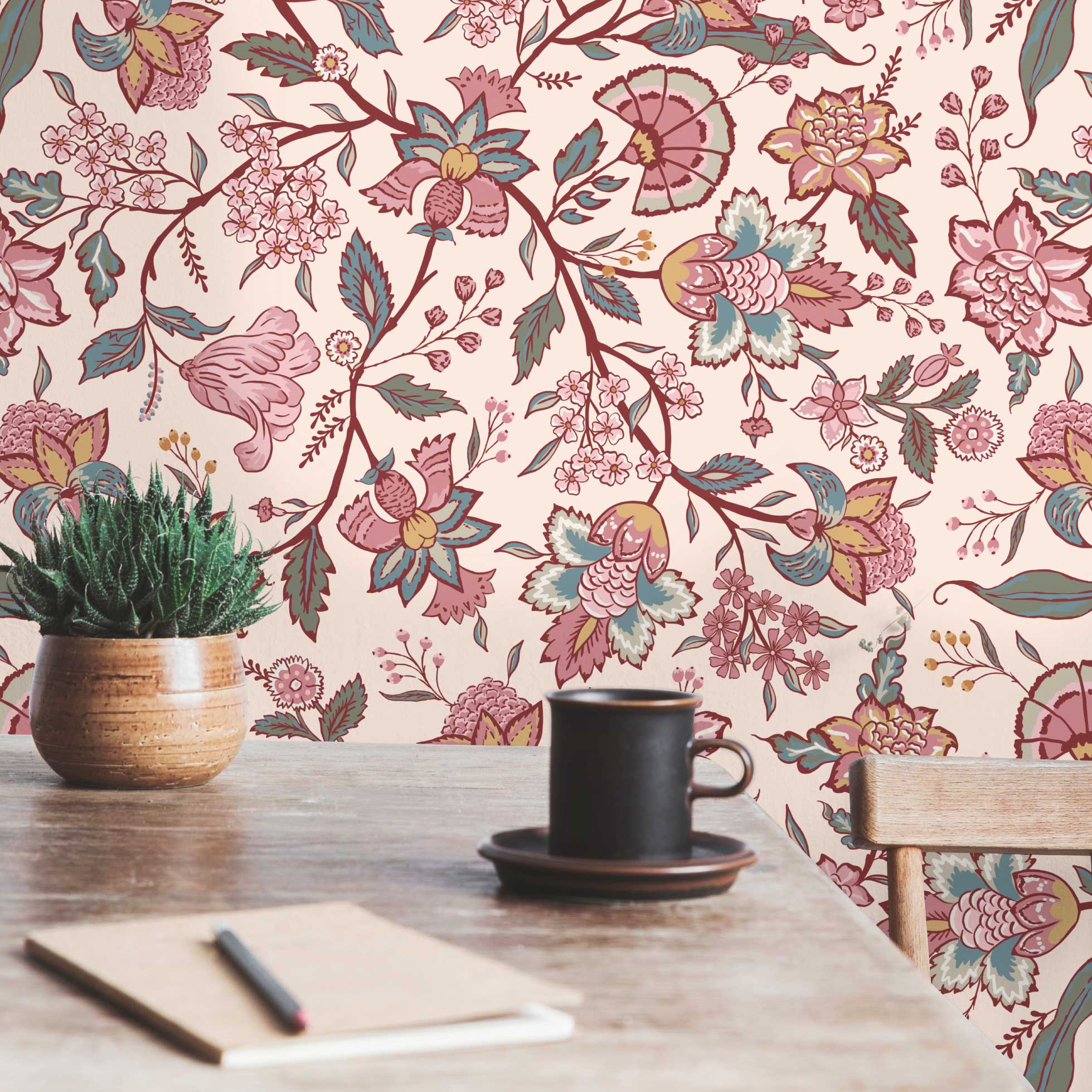 Bloemen behang voor de slaapkamer woonkamer Days of Bloom In Bloom Lidy Creme roze