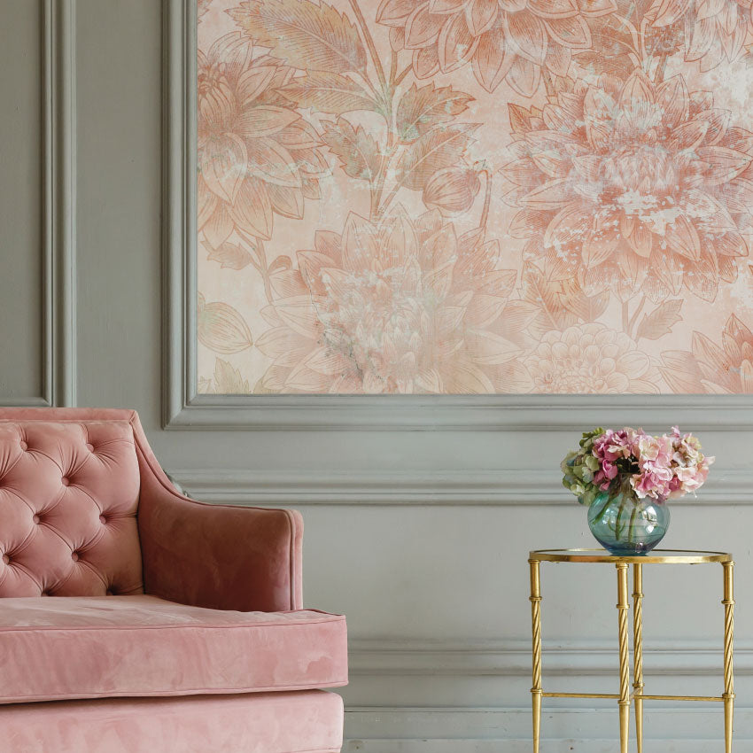 Bloemen behang Dahlia Dawn Days of Bloom Sandstone Creme