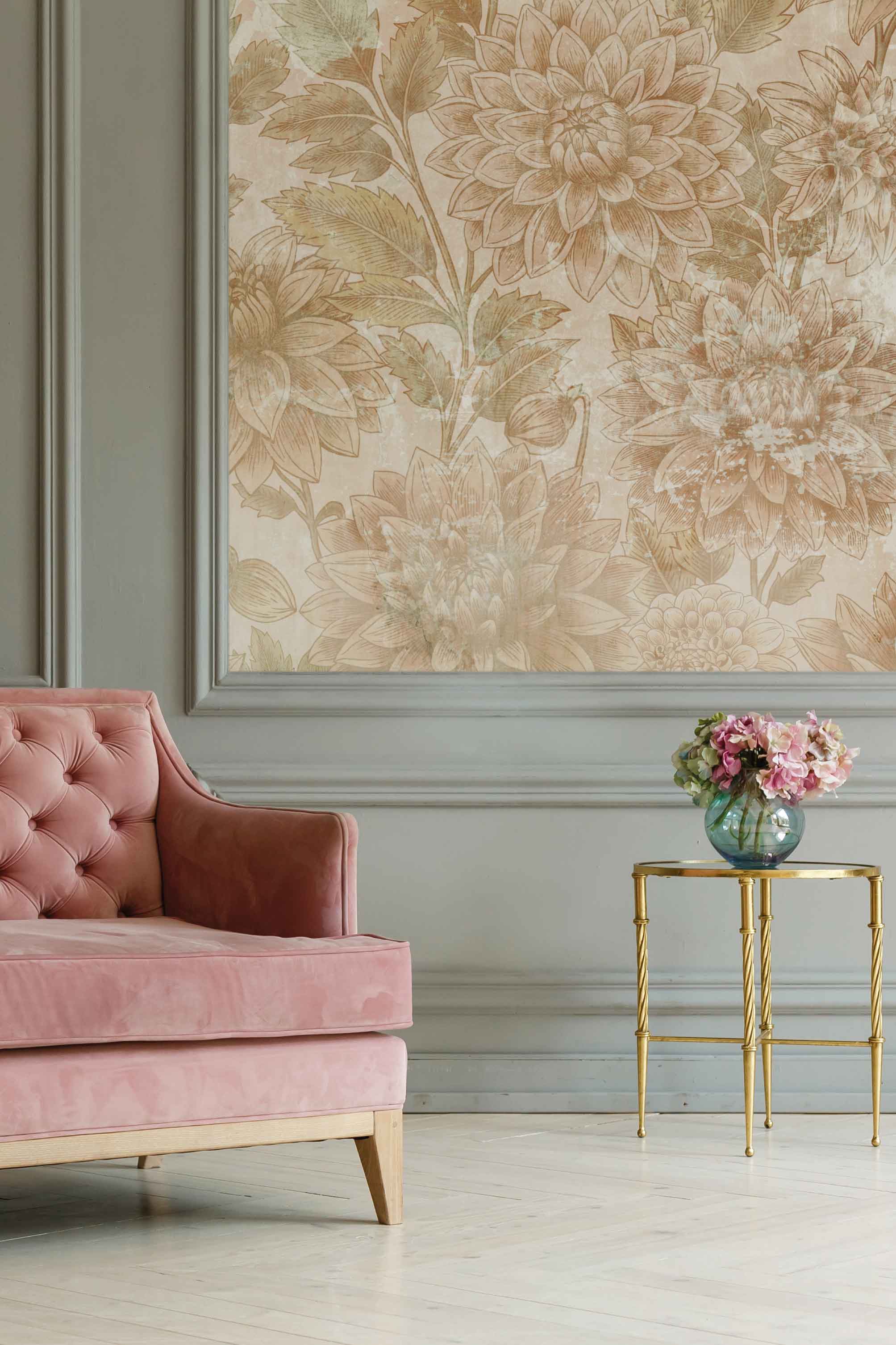 Bloemen Behang Dahlia Dawn - Vintage