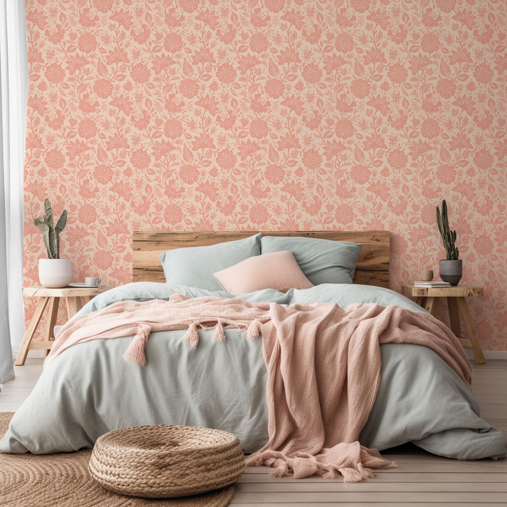 Bloemen behang Carved Floral Days of Bloom Pink