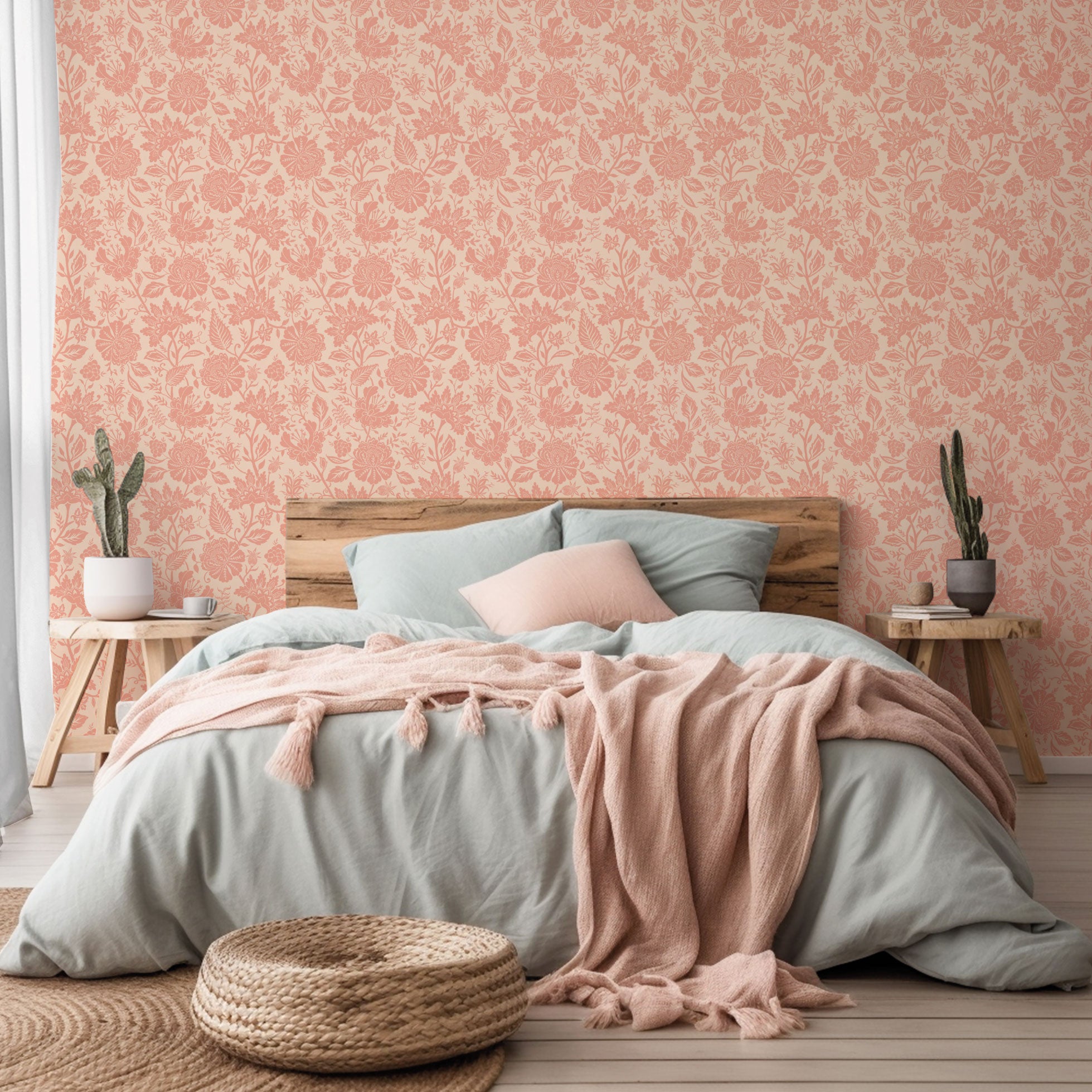 Bloemen behang Carved Floral Days of Bloom Pink