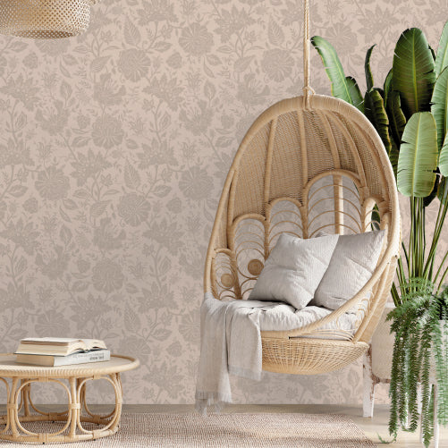 Bloemen behang Carved Floral Days of Bloom Ivory ivoor