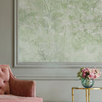 Bloemen behang Dahlia Dawn Days of Bloom Olive Groen Woonkamer slaapkamer