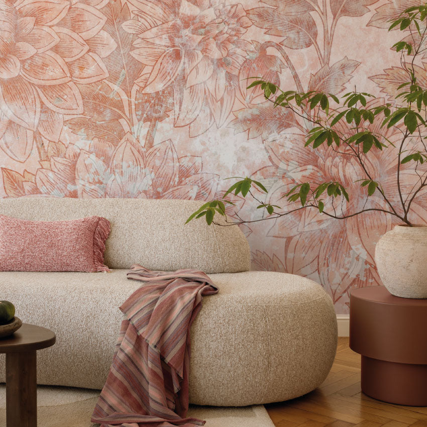 Bloemen behang Dahlia Dawn Days of Bloom Sunrise roze