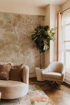 Bloemen behang Dahlia Dawn Days of Bloom Vintage Groen Woonkamer slaapkamer