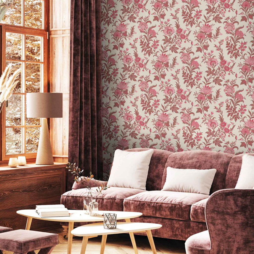Bloemen behang Elegance Ruby Days of Bloom Roze