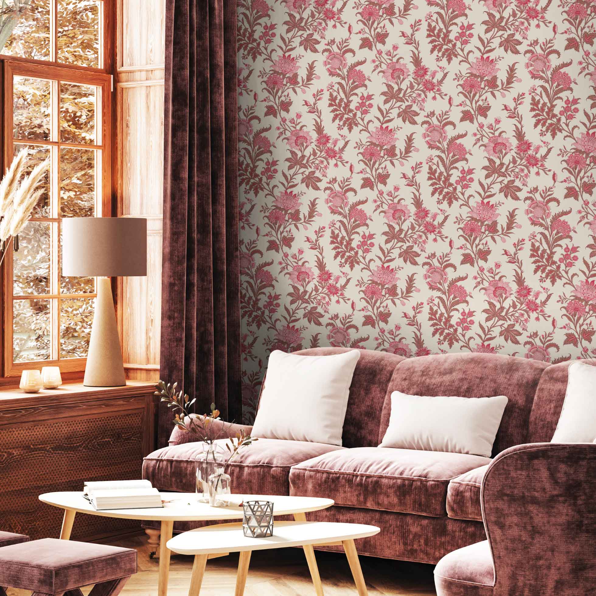 Bloemen behang Elegance Ruby Days of Bloom Roze