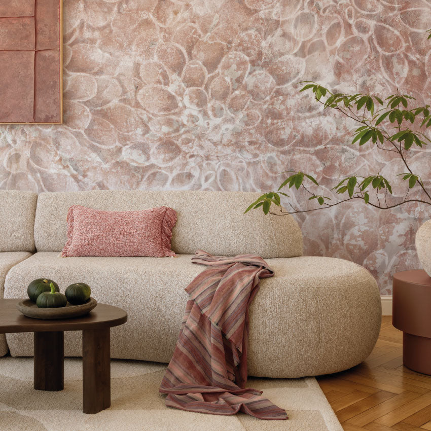 Bloemen behang woonkamer slaapkamer dahlia Heart of Dahlia Stone Linen Taupe