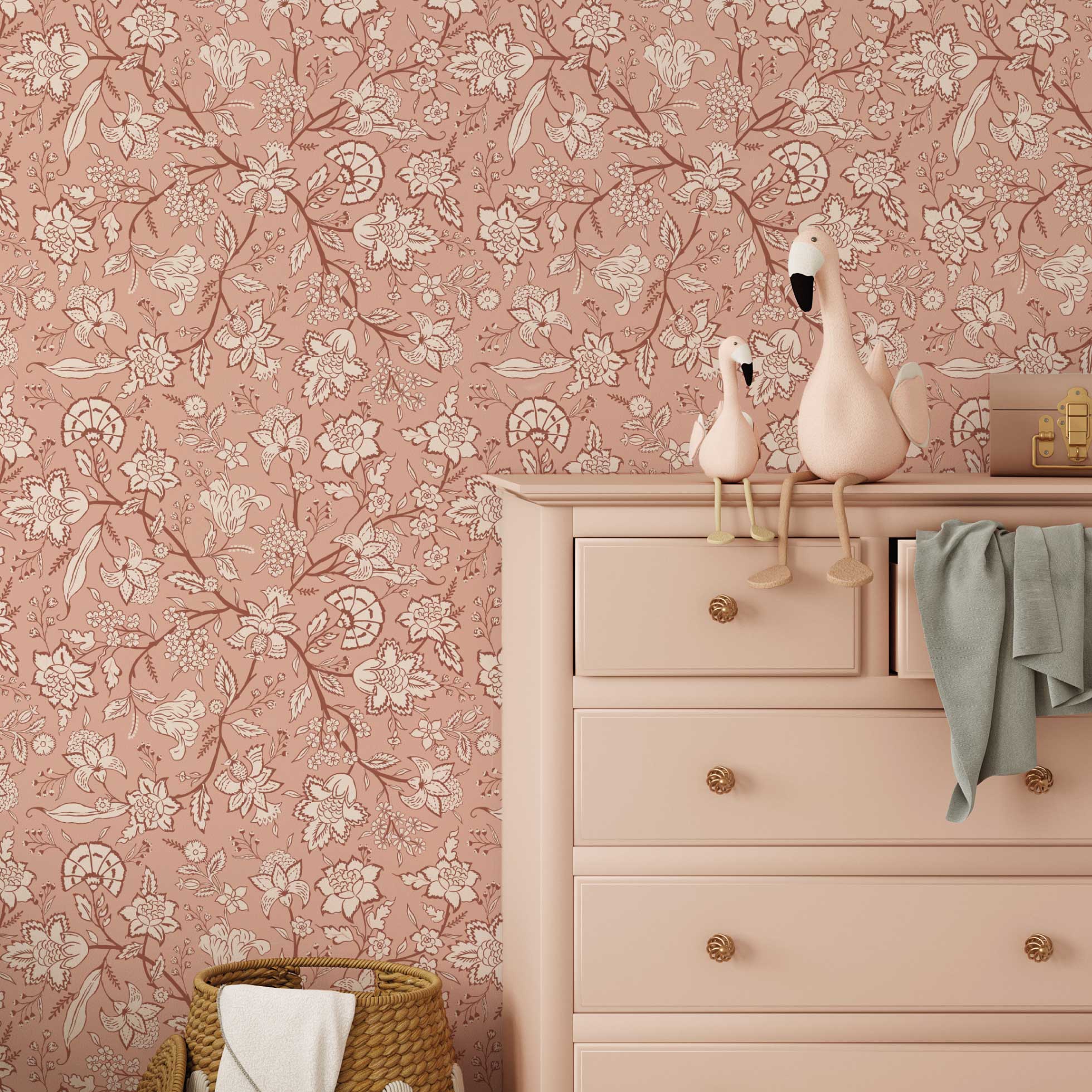 Bloemen behang voor meisjeskamer slaapkamer roze terra In Bloom Days of Bloom