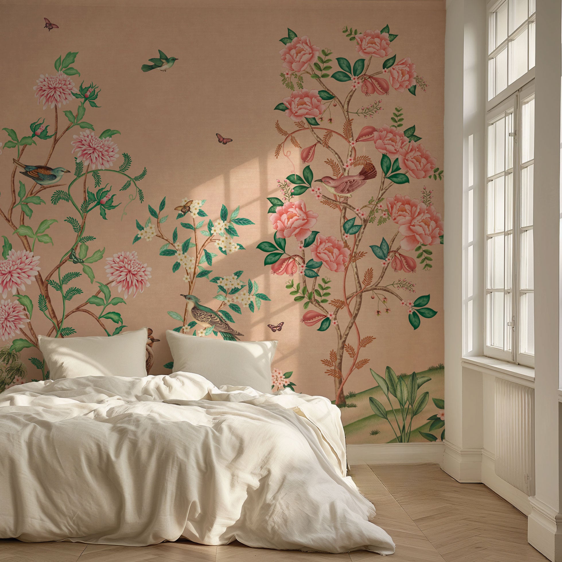 Fotobehang Japans Chinoiserie peach days of bloom