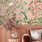 Fotobehang Japans Chinoiserie peach days of bloom