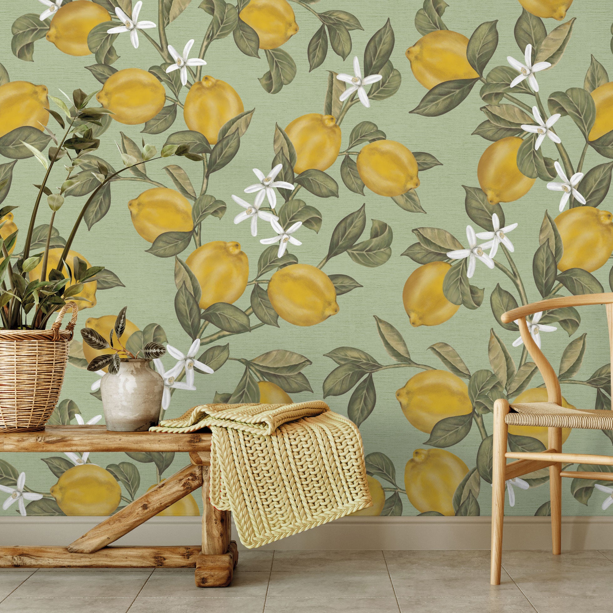 Citroenen behang Lemon Delight Days of Bloom mint