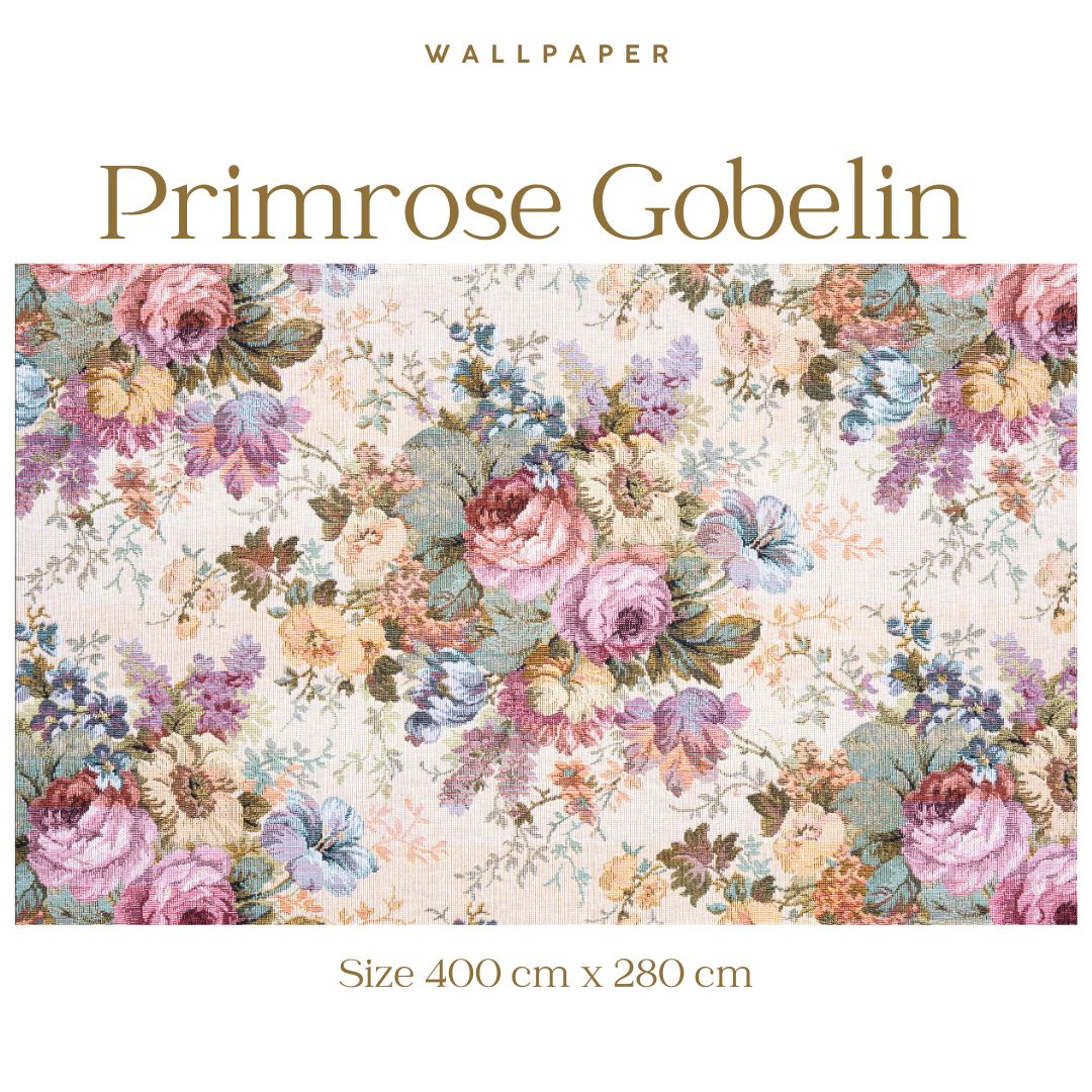 Bloemen behang Primrose Gobelin voor woonkamer en slaapkamer textiel look
