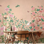 Fotobehang Japans Chinoiserie peach days of bloom