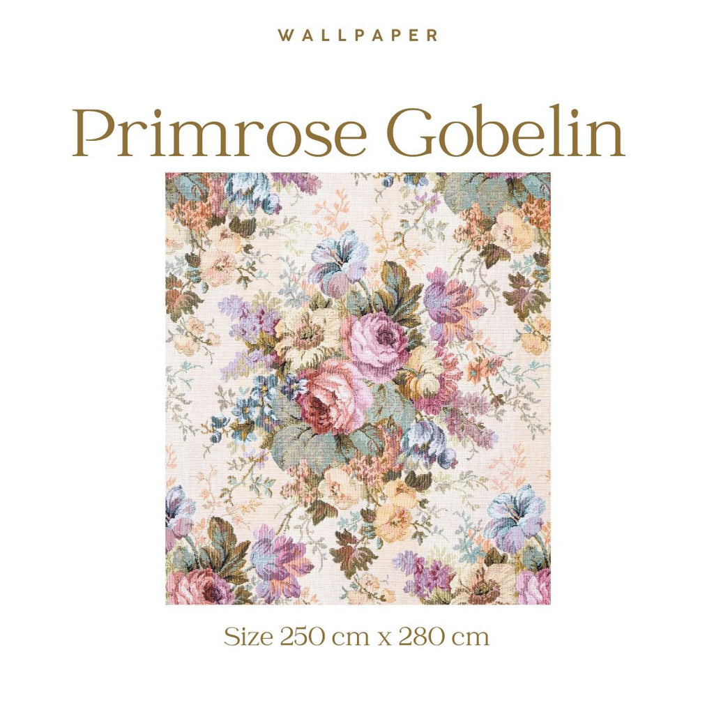 Bloemen behang Primrose Gobelin voor woonkamer en slaapkamer textiel look