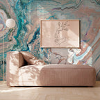 Days of Bloom Marble marmer behang blush horizon roze blauw