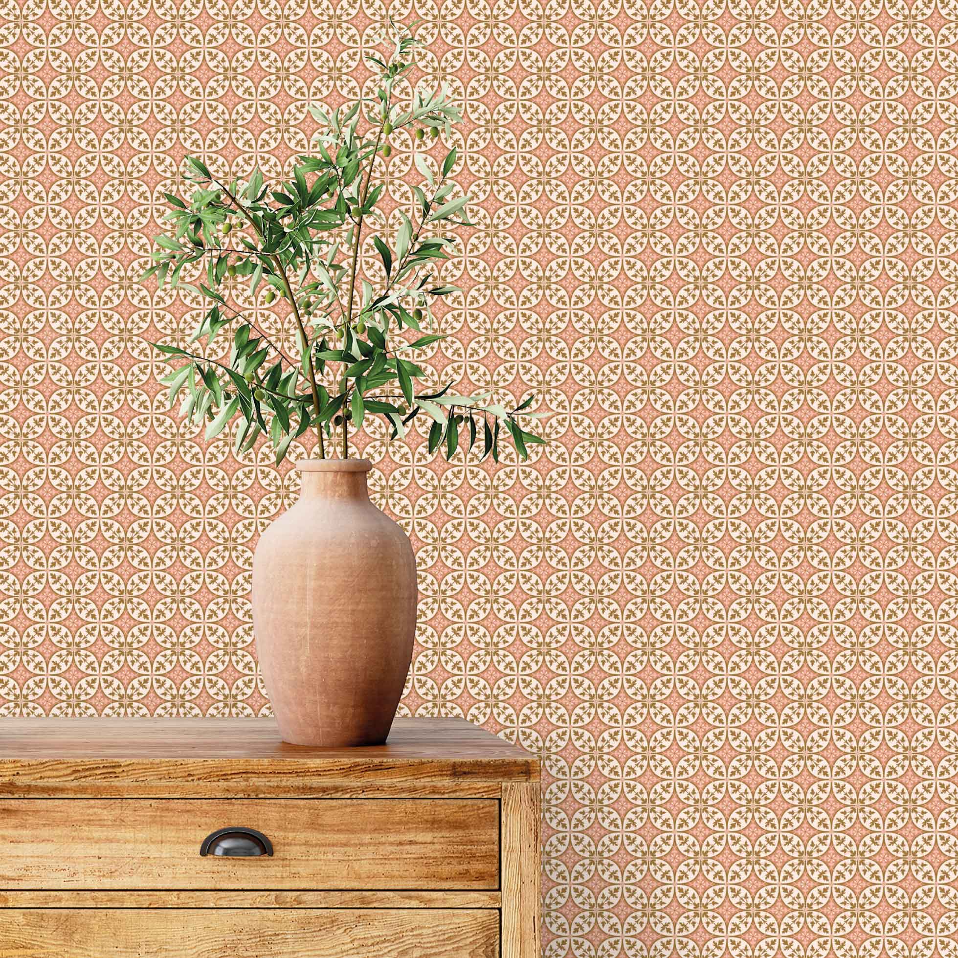 Retrobehang Connected Days of Bloom warm roze