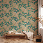 Proud Birds Vogelbehang Days of Bloom fotobehang groen turquoise